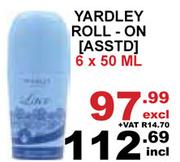 Yardley Roll On Assorted-6 x 50ml