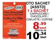 OTO Sachet Assorted 1 x Sachet Cappuccino/Chocolate/Cinilatte/Coffee