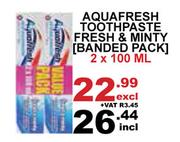 Aquafresh Toothpaste Fresh & Minty Banded Pack-2 x 100ml