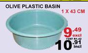 Olive Plastic Basin 43cm-Each