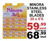 Minora Stainless Steel Blades-5 x 20