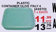 Plastic Container Olive Italy 4 Assorted-Each
