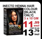Inecto Henna Hair Colour Black Only-3 x 10g