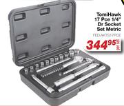 Tomi Hawk 17 Pce 1/4" Dr Socket Set Metric FED.AKTS17PCE