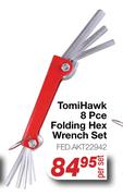 Tomi Hawk 8 Pce Folding Hex Wrench Set FED.AKT22942-Per Set
