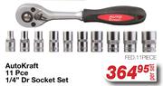 Auto Kraft 11 Pce 1/4" Dr Socket Set FED.11PIECE-Per Set