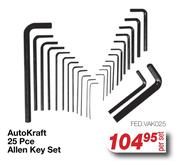 Auto Kraft 25 Pce Allen Key Set FED.VAK025-Per Set