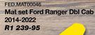 Race Rubber Mat Set For Ford Ranger Dbl Cab 2014-2022 FED.MAT00046