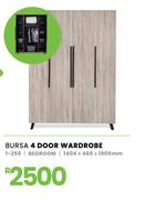Bursa Bedroom 4 Door Wardrobe 1404 x 460 x 1905mm 1-259
