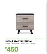 Bursa Bedroom 2 Drawer Pedestal 450 x 350 x 510mm 8-460