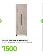 Bursa Bedroom 2 Door Wardrobe 700 x 460 x 1905mm 1-257