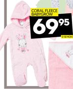Coral Fleece Baby Grow (0-18 Months)