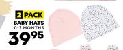 2 Pack Baby Hats (0-3 Months)