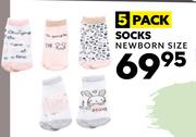 5 Pack Socks Newborn Size