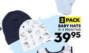 Ackerman Baby Company 2 Pack Baby Hats (0-3 Months)