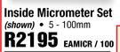 Inside Micrometer Set Shown 5-100mm EAMICR/100