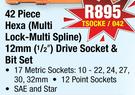 Hexa 42 Piece Multi Lock-Multi Spline 12mm(1/2") Drive Socket & Bit Set TSOCKE/042