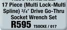 Hexa 17 Piece Multi Lock-Multi Spline (3/4") Drive Go-Thru Socket Wrench Set TSOCKE/017