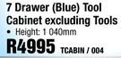 MacAfric 7 Drawer(Blue) Tool Cabinet Excluding Tools TCABIN/004