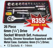 Hexa 26 Piece 6mm(1/4") Drive Socket Wrench Set TSOCKE/026