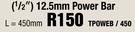 1/2" 12.5mm Power Bar L=450mm TPOWEB/450