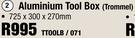 Aluminium Tool Box (Trommel)-725 x 300 x 270mm TTOOLB/071