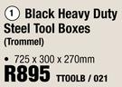 Black Heavy Duty Steel Tool Boxes-725 x 300 x 270mm TTOOLB/021