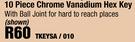 Allen Keys 10-Piece Chrome Vanadium Hex Key TKEYSA/010