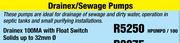 MacAfric Drainex/Sewage Pumps Drainex 100MA With Float Swtich  Solids Up To 32mm HPUMPD/100