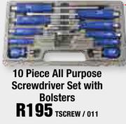10 Piece All Purpose Screwdriver Set With Bolsters TSCREW/011
