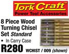 Tork Craft 8-Piece Wood Turning Chisel Set Standard WCHIST/009
