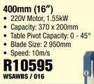 400mm(14") Top Quality Band Saws WSAWBS/016