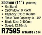 350mm(14") Top Quality Band Saws WSAWBS/014