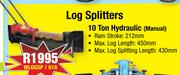 MacAfric Log Splitters 10 Ton Hydraulic(Manual) WLOGSP/018