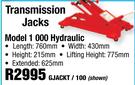 Transmission Jacks Model 1000 Hydraulic GJACKT/100 Shown
