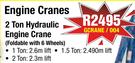Engine Cranes 2 Ton Hydraulic Engine Crane (Foldable With 6 Wheels) GCRANE/004