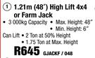 1.21m (48") High Lift 4x4 Or Farm Jack GJACKF/048