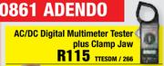 AC/DC Digital Multimeter Tester Plus Clamp Jaw TTESDM/266