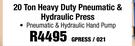 20 Ton Heavy Duty Pneumatic & Hydraulic Press GPRESS/021
