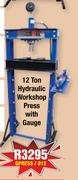 12 Ton Hydraulic Workshop Press With Gauge GPRESS/012