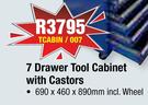 7 Drawer Small Tool Cabinet With Castors TCABIN/007