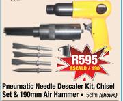 Pneumatic 5cfm Needle Descaler Kit, Chisel Set & 190mm Air Hammer ASCALD/190