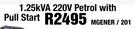 Macafric 1.25kVA 220V Petrol Portable Generator With Pull Start MGENER/201