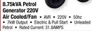 Macafric 8.75kVA Petrol Portable Generator 220V Air Cooled/Fan MGENER/008