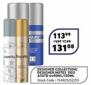 Designer Collection/Designer Notes Deo Assorted-6 x 90ml/150ml