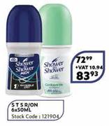 Shower To Shower Roll On-6 x 50ml