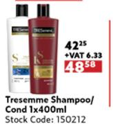 Tresemme Shampoo/Conditioner-1 x 400ml