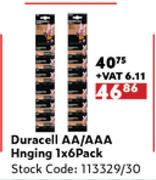 Duracell AA/AAA Hanging-1x6 Pack