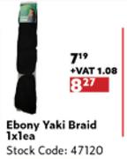 Ebony Yaki Braid-1 x 1 Each
