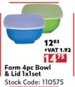 Form 4 Pc Bowl & Lid-1 x 1 Set